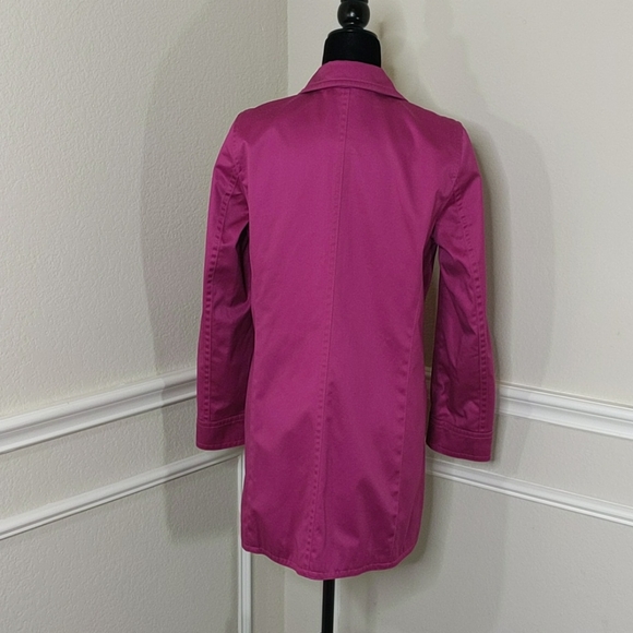 Pink Trench Coat Mid Jacket Tailored Blazer Spring Summer Floral Print Tweed Y2K - Picture 5 of 17